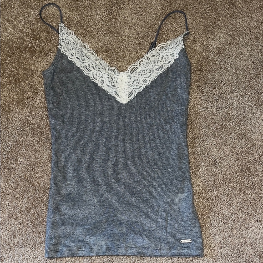 Hollister Grey Camisole with White Lace